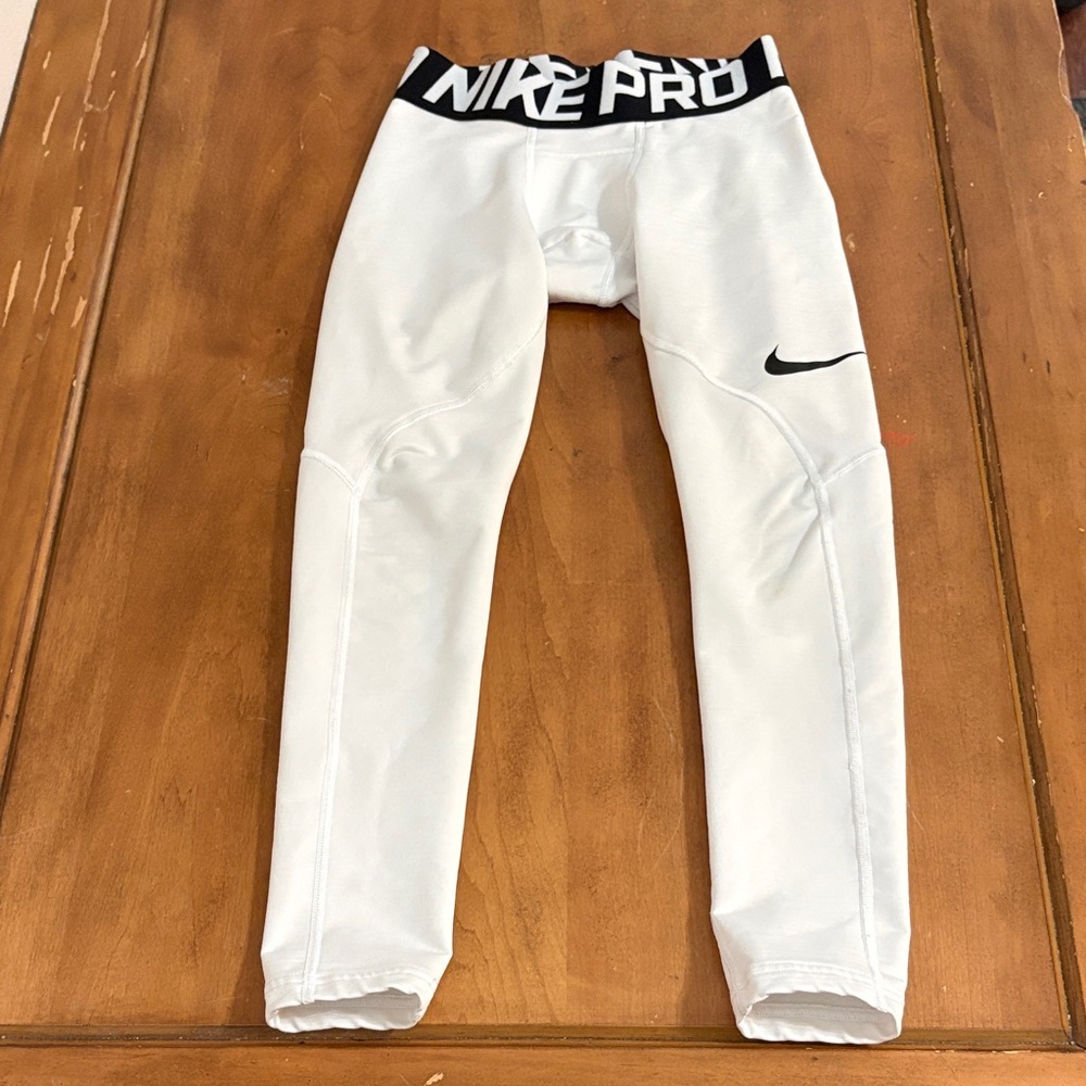 Nike Pro Dri Fit Kids White Compression Pants Size Large